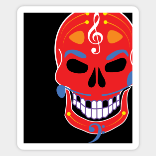 Dia de Los Muertos Music Sugar Skull - Red Sticker